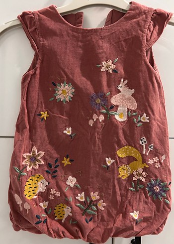 Bordo Nakışlı Kolsuz Kız Elbisesi - Görsel 2