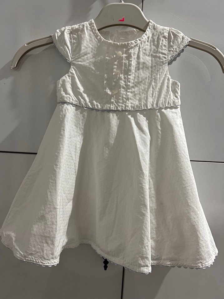 Kız Çocuk Beyaz Kolsuz Pamuklu Elbise - Görsel 2
