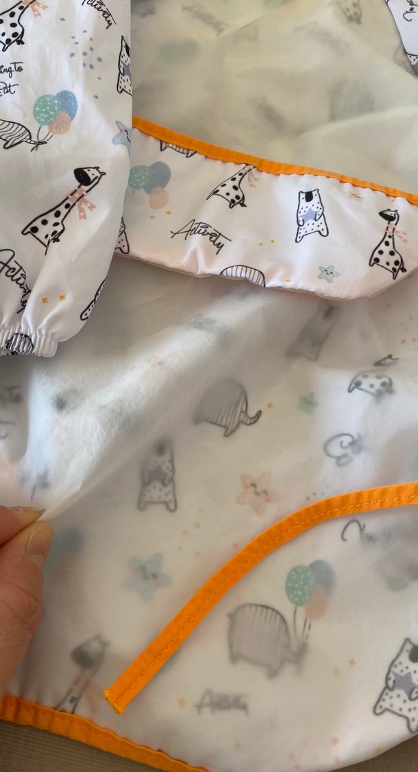 Baskılı Bebek Önlüğü, Uzun Kollu, Beyaz - Görsel 3