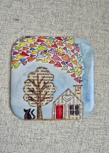 Kedi Temalı 2'li Bardak Altlığı metal - Görsel 2