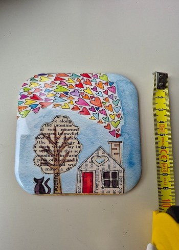 Kedi Temalı 2'li Bardak Altlığı metal - Görsel 7