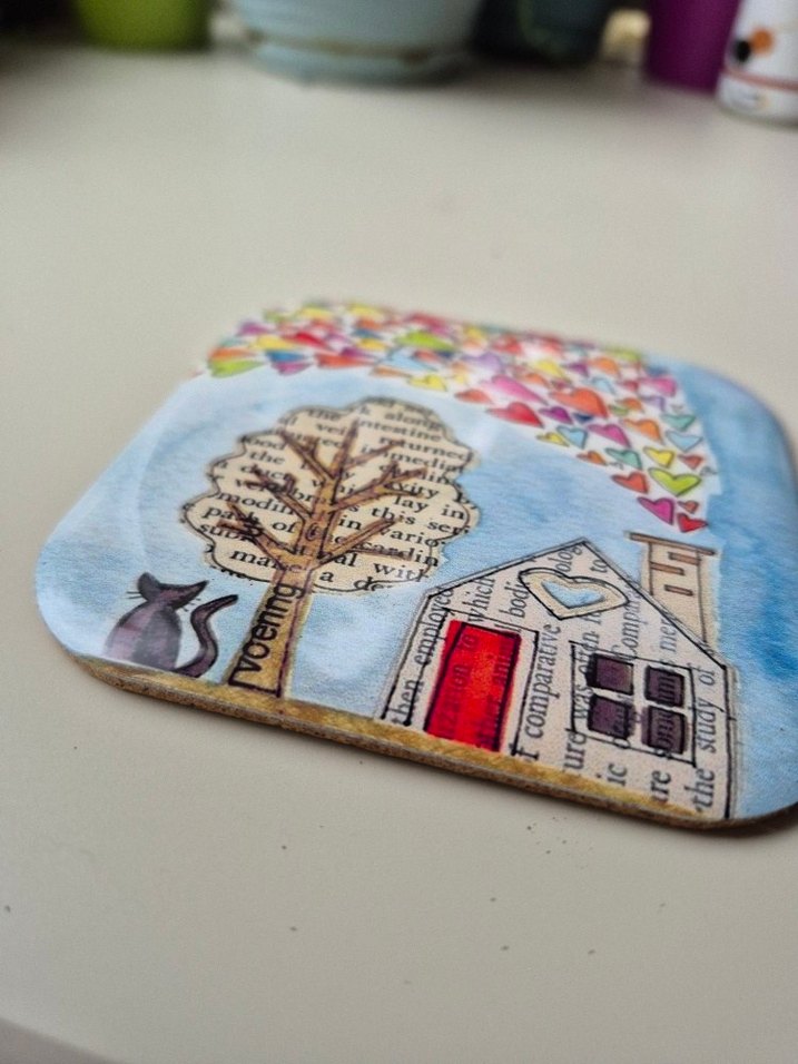 Kedi Temalı 2'li Bardak Altlığı metal - Görsel 5