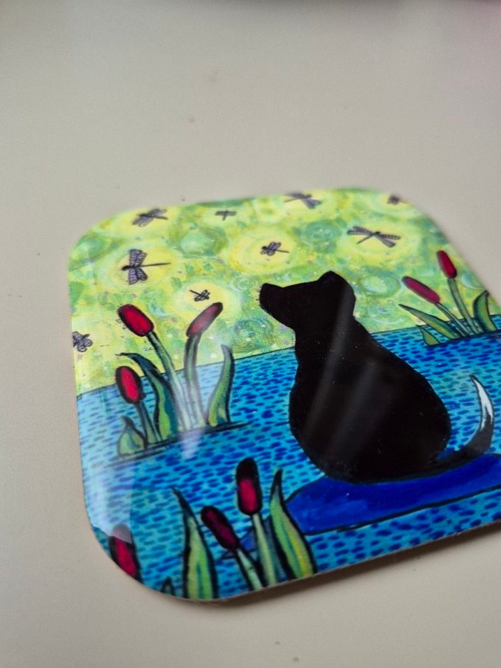 Kedi Temalı 2'li Bardak Altlığı metal - Görsel 4