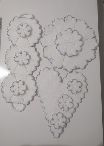 Nakışlı Beyaz Banyo Paspas Seti - Görsel 2