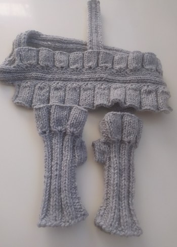 Gri Örgü Bohem Kadın Eldiveni - Görsel 2