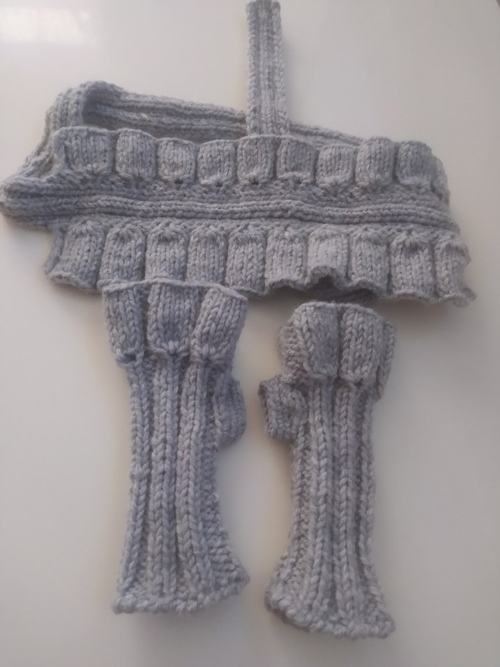 Gri Örgü Bohem Kadın Eldiveni - Görsel 2