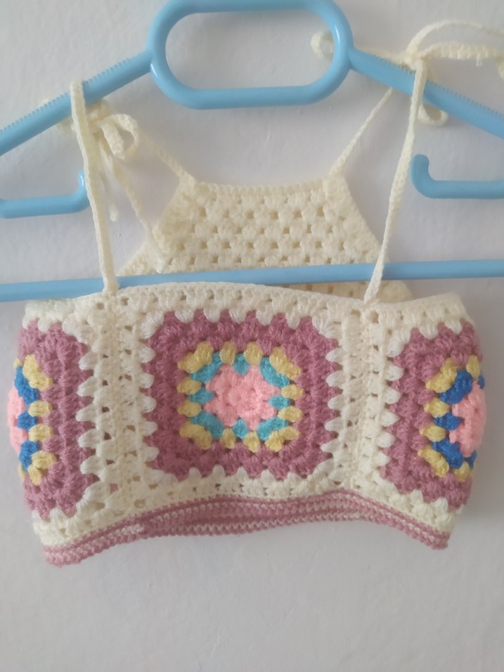 Nakışlı Pastel Renkli Bebek askılı crop - Görsel 3