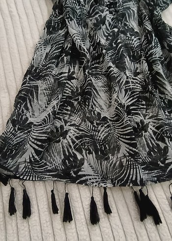 Kadın Gri Bohem Kısa Kollu Kimono - Görsel 2