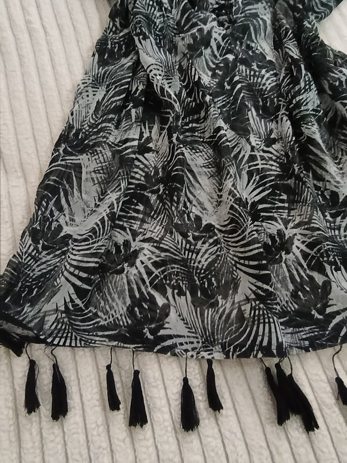 Kadın Gri Bohem Kısa Kollu Kimono - Görsel 2