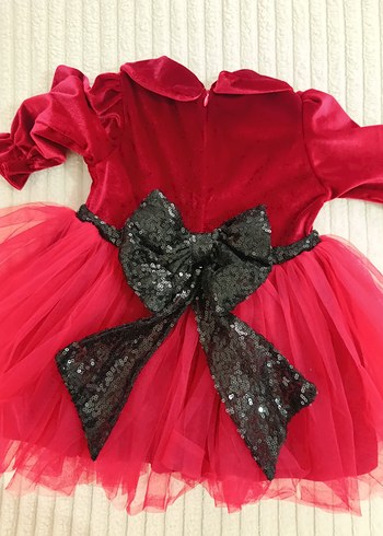 Kız Çocuk Kırmızı Fırfırlı Uzun Kollu Elbise - Görsel 5