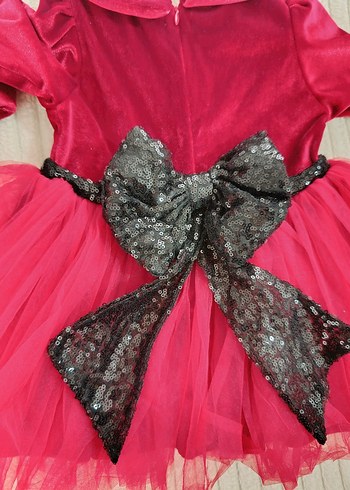 Kız Çocuk Kırmızı Fırfırlı Uzun Kollu Elbise - Görsel 6