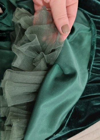 Kız Çocuk Yeşil Dantel Detaylı Bohem Elbise - Görsel 2