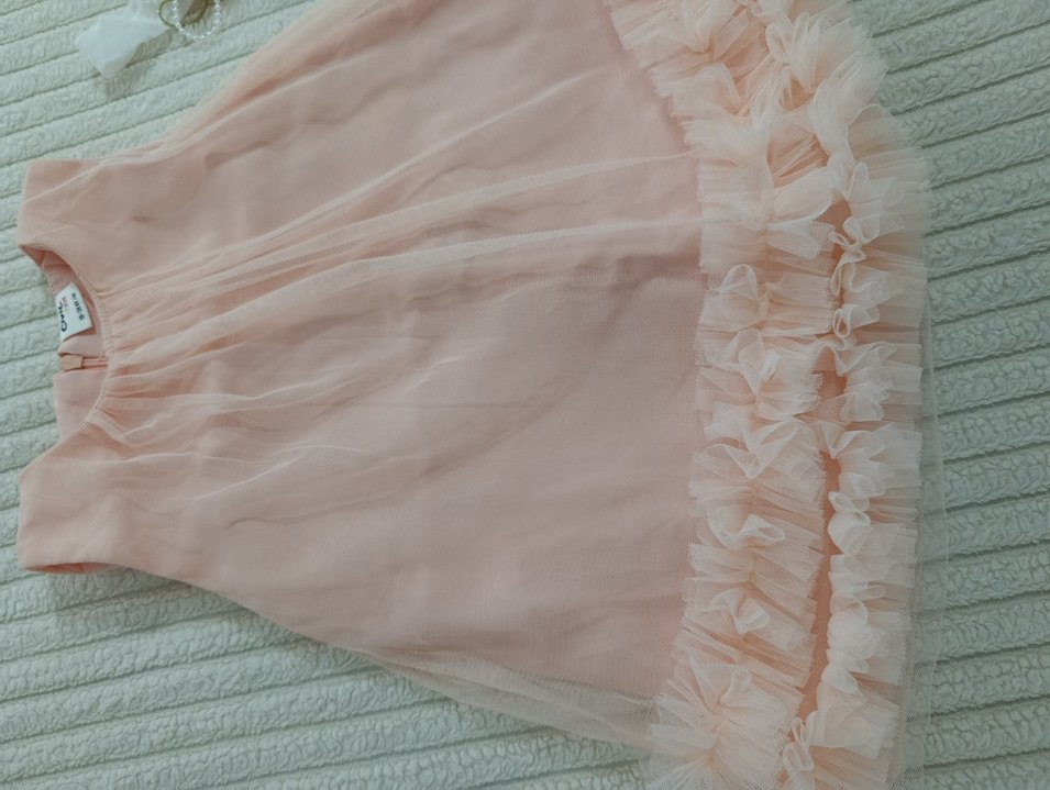 Pembe Kolsuz Kız Elbisesi Fırfırlı - Görsel 3