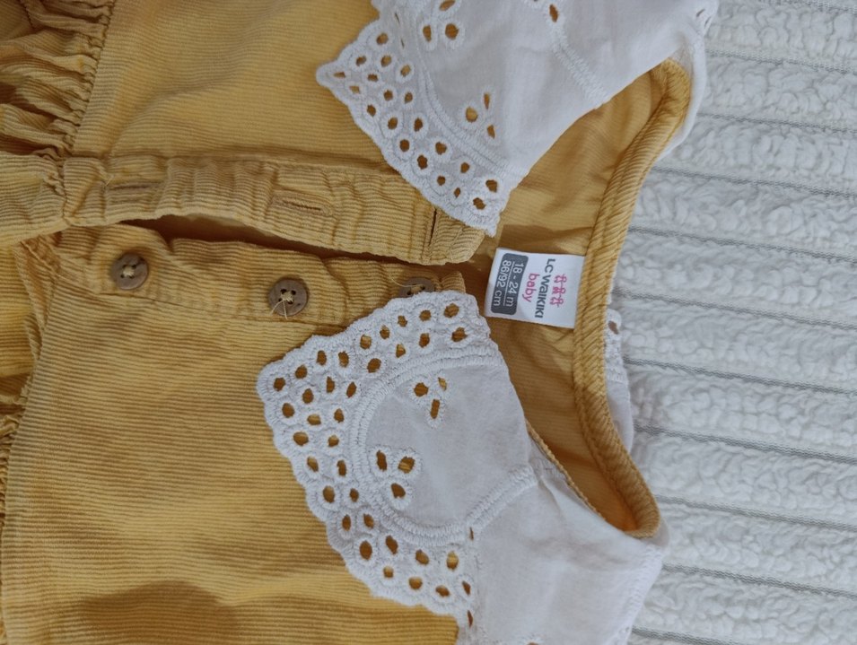 Sarı Kız Çocuk Fırfırlı Elbise - Görsel 3