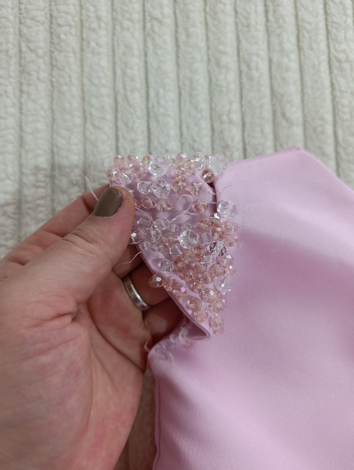 Pembe Nakışlı Klasik Kız Çocuk Elbisesi - Görsel 5