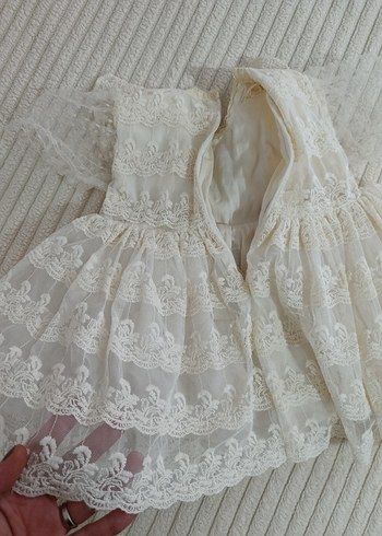 Dantel İşlemeli Beyaz Bohem Kız Bebek Elbisesi - Görsel 5