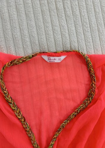 Kırmızı Drapeli V Yakalı Kimono - Görsel 3
