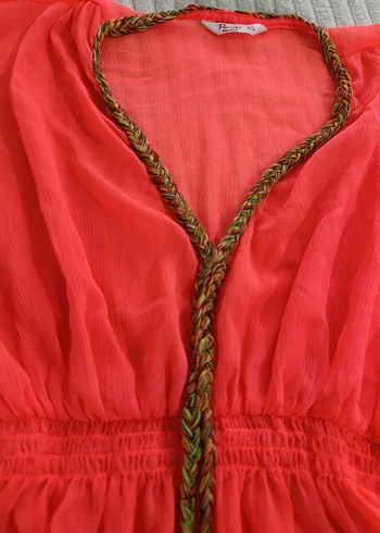 Kırmızı Drapeli V Yakalı Kimono - Görsel 2