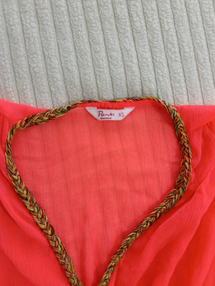 Kırmızı Drapeli V Yakalı Kimono - Görsel 3