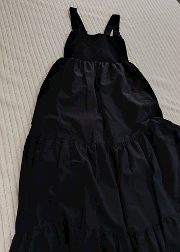 Siyah Uzun Askılı Fırfırlı Gotik Elbise - Görsel 2
