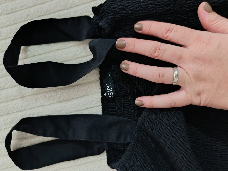 Siyah Uzun Askılı Fırfırlı Gotik Elbise - Görsel 4