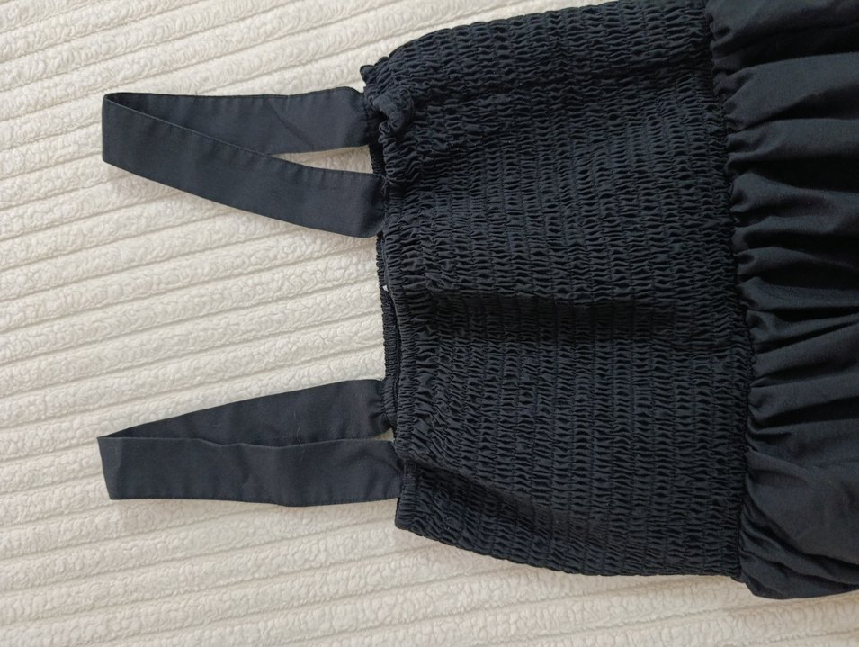 Siyah Uzun Askılı Fırfırlı Gotik Elbise - Görsel 3