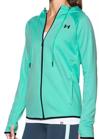 Under Armour Storm Turkuaz Fermuarlı Kadın Spor Ceketi Kapöşonlu - Görsel 4