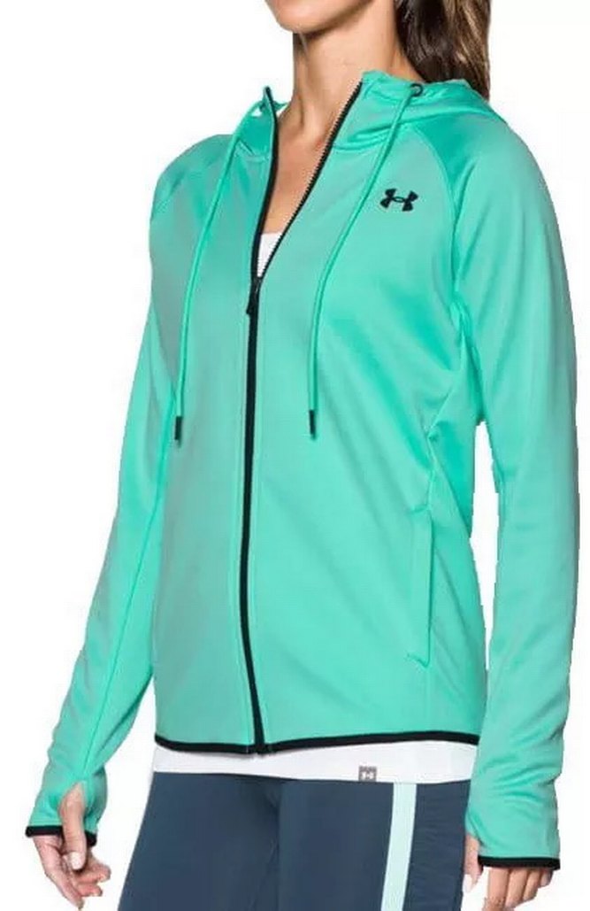 Under Armour Storm Turkuaz Fermuarlı Kadın Spor Ceketi Kapöşonlu - Görsel 4