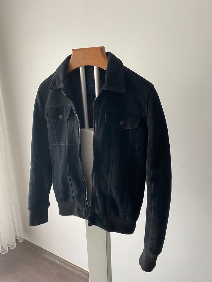 ZARA SPOR KESİM SİYAH SÜET ÇEKET MONT - Görsel 2