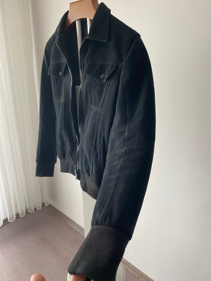 ZARA SPOR KESİM SİYAH SÜET ÇEKET MONT - Görsel 4