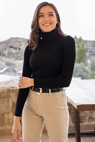 Siyah balıkçı triko