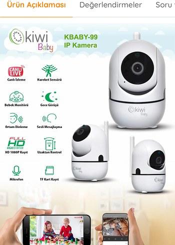 Kiwi K-Baby 99 IP Bebek Kamerası Beyaz - Görsel 3