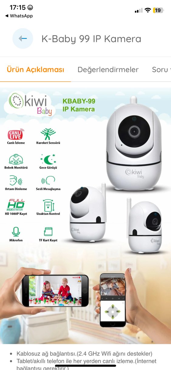 Kiwi K-Baby 99 IP Bebek Kamerası Beyaz - Görsel 3