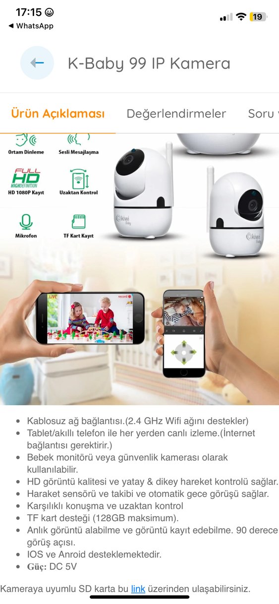 Kiwi K-Baby 99 IP Bebek Kamerası Beyaz - Görsel 2