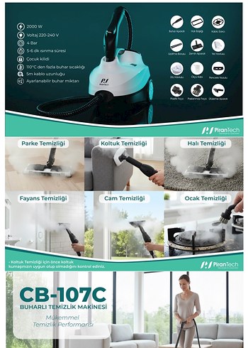 Siyah Çok Amaçlı Buharlı Temizleyici - Görsel 4