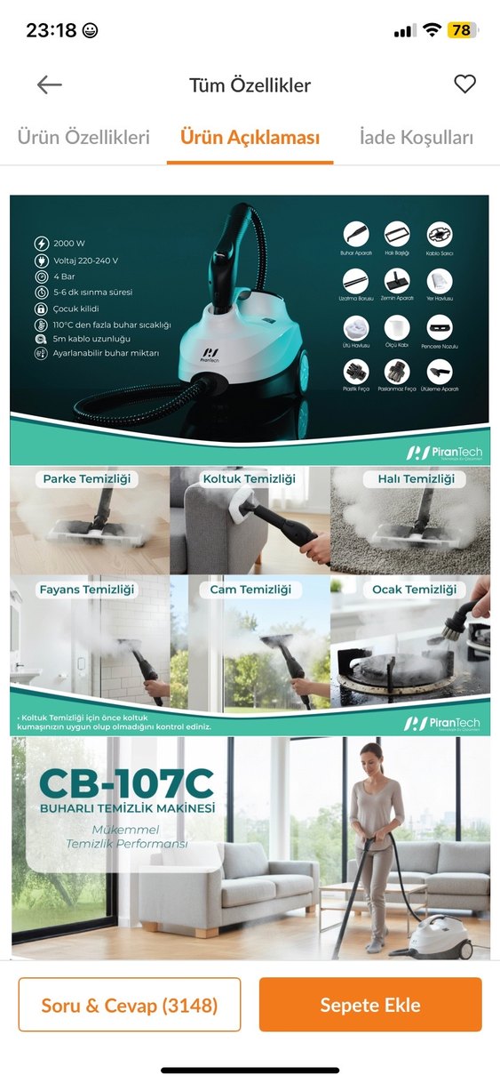 Siyah Çok Amaçlı Buharlı Temizleyici - Görsel 4