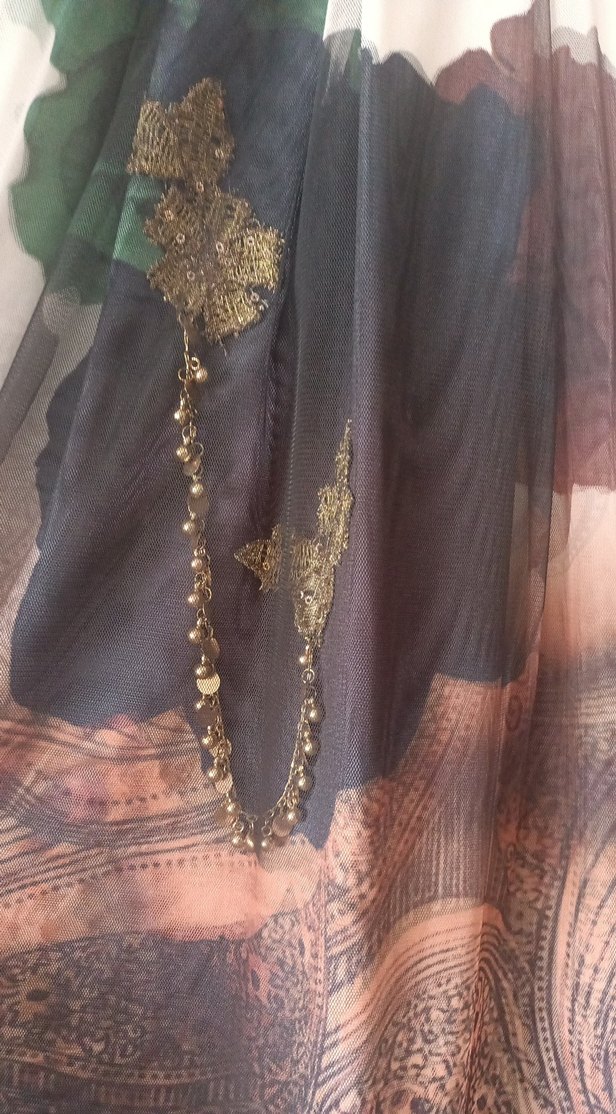 Bohem Tarz Uzun Drapeli Desenli Etek - Görsel 3