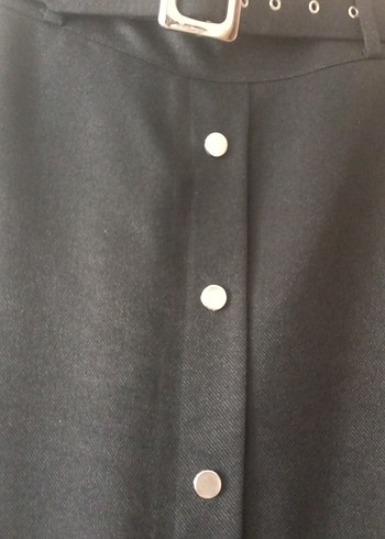 Düğmeli Siyah Uzun Kadın Etek - Görsel 2