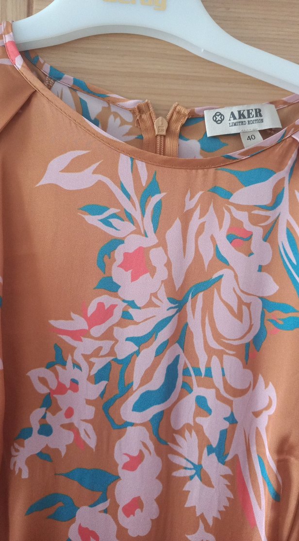 Bej Çiçek Desenli Uzun Bohem Elbise - Görsel 3