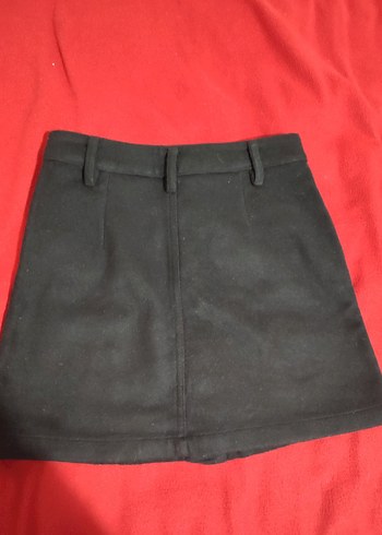 Düğmeli Siyah Süet Mini Etek - Görsel 3