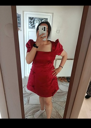 Bordo Drapeli Midi Kadın Mezuniyet Elbisesi - Görsel 3