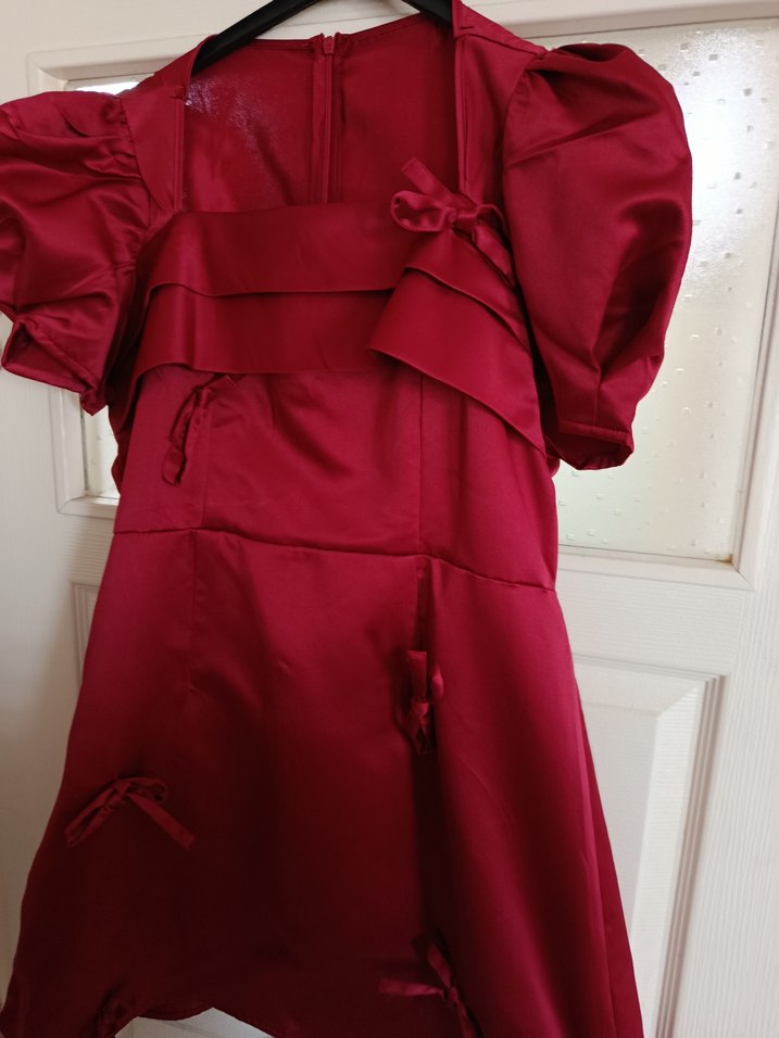 Bordo Drapeli Midi Kadın Mezuniyet Elbisesi - Görsel 2