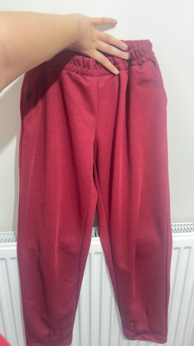 Bordo Kadın Midi Kumaş Pantolon - Görsel 2