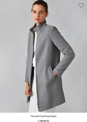 Kadın Gri Yüksek Yakalı Fermuarlı Ceket - Ana görsel