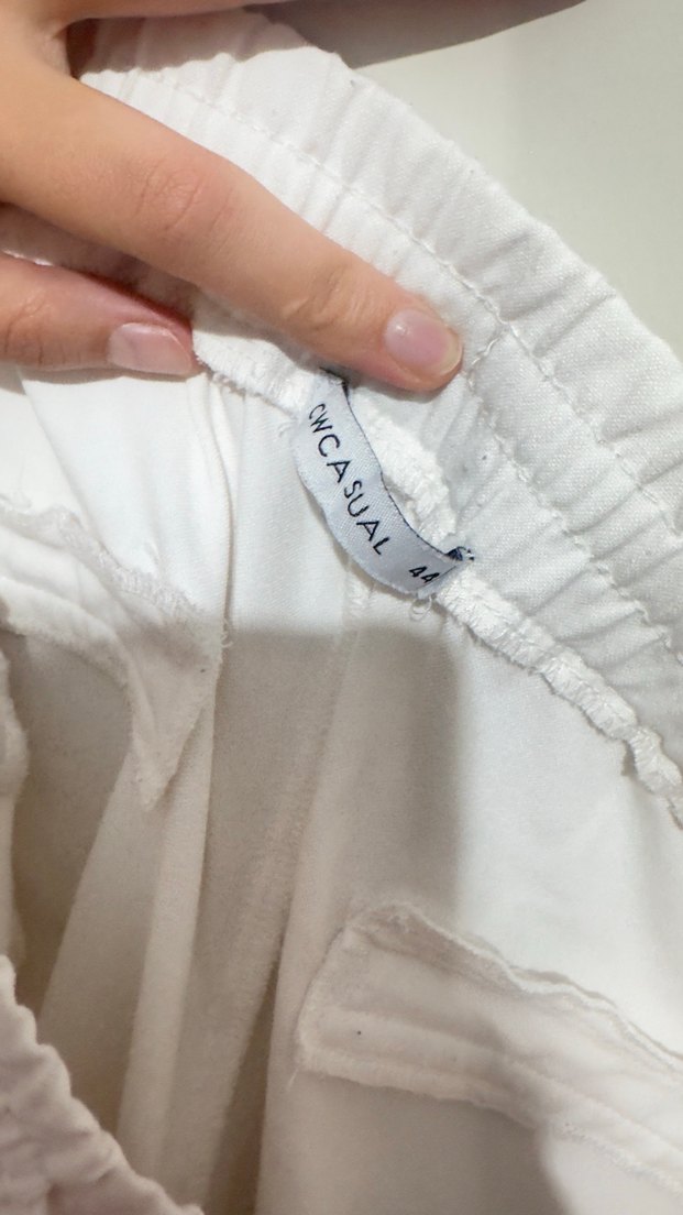 Beyaz Rahat Kesim Kadın Spor Pantolon - Görsel 2