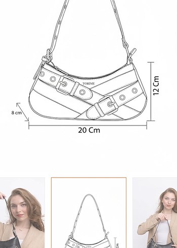 Tokalı Siyah Deri Kadın Çanta - Görsel 2