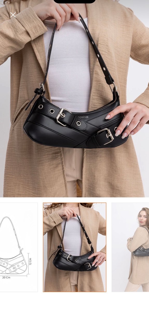 Tokalı Siyah Deri Kadın Çanta - Görsel 3