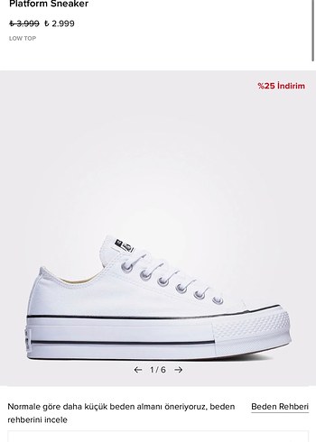 Converse Beyaz Bağcıklı Platform Sneakers