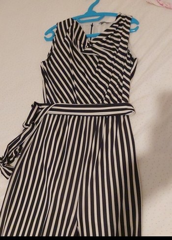 Zebra Desenli Uzun Askılı Kadın Tulum