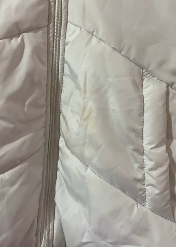 s Beden Beyaz Fermuarlı Kadın Şişme Mont